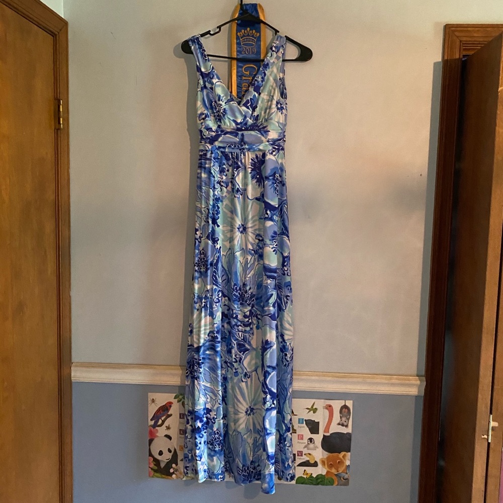 Lilly Pulitzer sloane blue floral maxi dress
